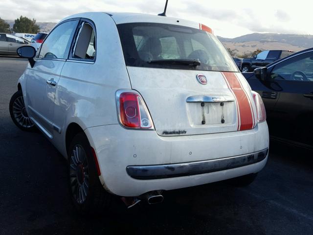 3C3CFFCRXCT118495 - 2012 FIAT 500 LOUNGE WHITE photo 3