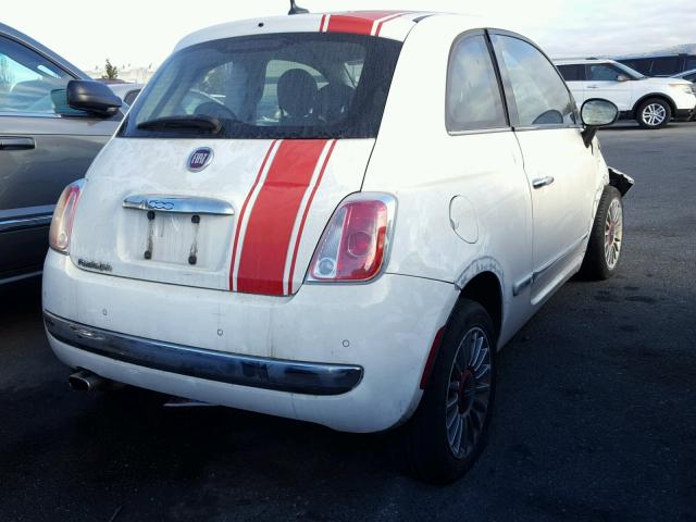 3C3CFFCRXCT118495 - 2012 FIAT 500 LOUNGE WHITE photo 4