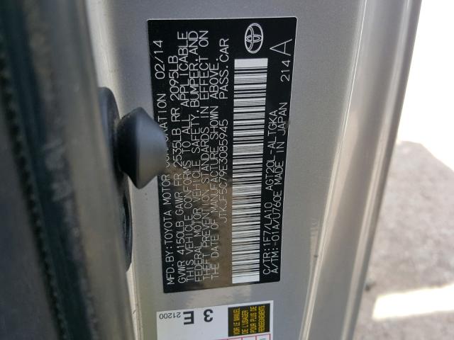 JTKJF5C79E3085945 - 2014 TOYOTA SCION TC ვერცხლისფერი ფოტო 10