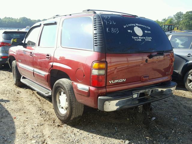 1GKEK13Z32J215678 - 2002 GMC YUKON BURGUNDY photo 3