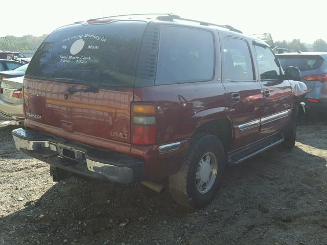 1GKEK13Z32J215678 - 2002 GMC YUKON BURGUNDY photo 4