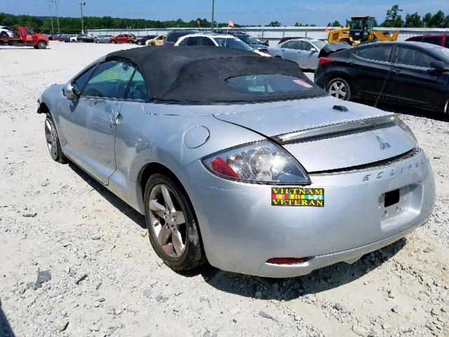 4A3AL25F68E026490 - 2008 MITSUBISHI ECLIPSE SP SILVER photo 3