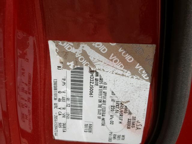 5LMEU88H95ZJ04808 - 2005 LINCOLN AVIATOR 红色 照片 10