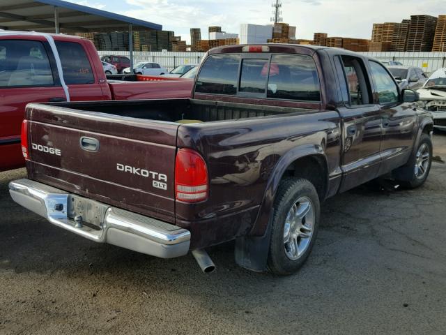 1D7HL48N74S663728 - 2004 DODGE DAKOTA QUA PURPLE photo 4