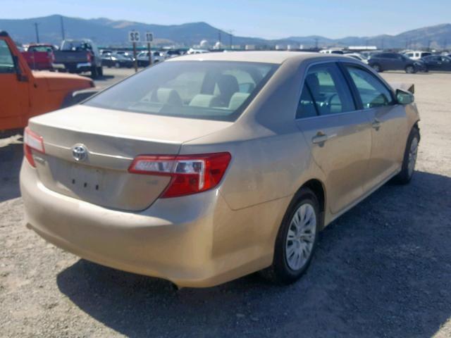4T4BF1FK9CR180986 - 2012 TOYOTA CAMRY BASE GOLD photo 4