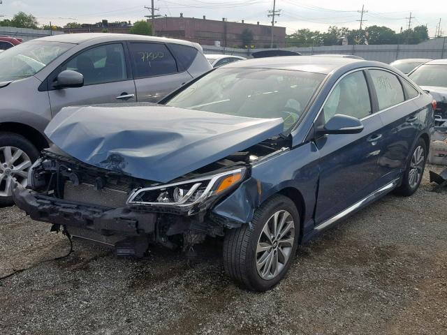 5NPE34AF7GH334708 - 2016 HYUNDAI SONATA SPO BLUE photo 2