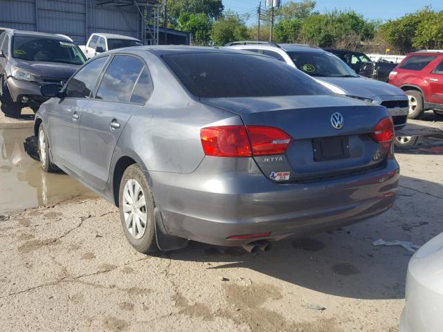 3VW2K7AJ5DM410389 - 2013 VOLKSWAGEN JETTA BASE GRAY photo 3