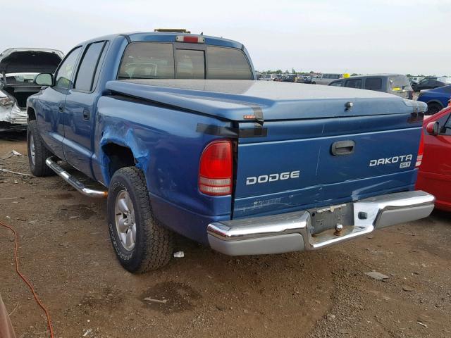 1D7HG48X63S127258 - 2003 DODGE DAKOTA QUA BLUE photo 3