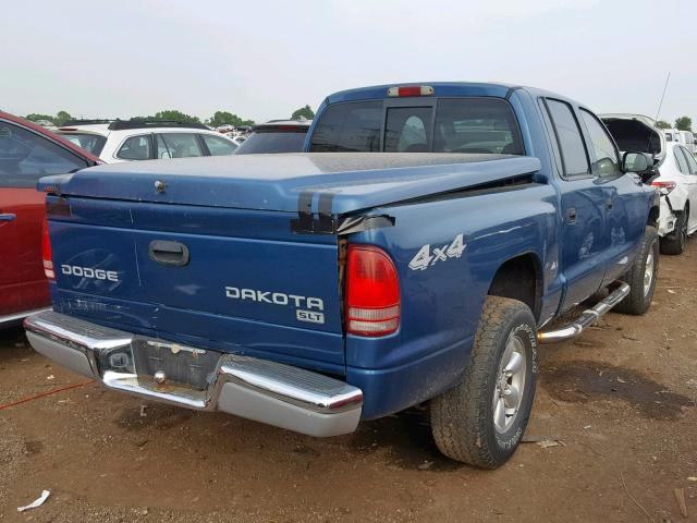 1D7HG48X63S127258 - 2003 DODGE DAKOTA QUA BLUE photo 4