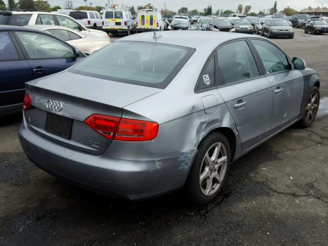 WAULF78K59N018033 - 2009 AUDI A4 2.0T QU GRAY photo 4