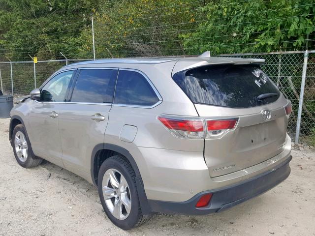 5TDDKRFH9ES045262 - 2014 TOYOTA HIGHLANDER GOLD photo 3