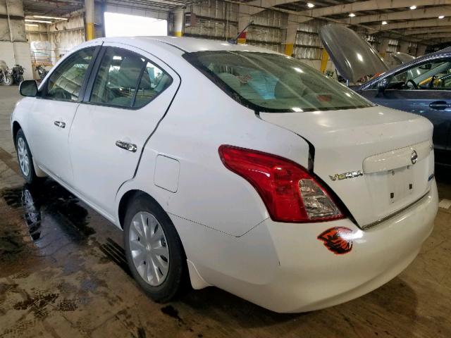 3N1CN7AP2CL940801 - 2012 NISSAN VERSA S WHITE photo 3