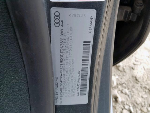 WAU2GAFC3FN015287 - 2015 AUDI A7 PRESTIG GRAY photo 10