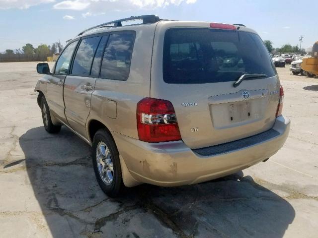 JTEGP21A150068730 - 2005 TOYOTA HIGHLANDER GOLD photo 3