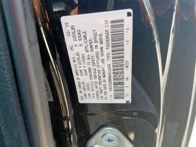 1HGCS2B85BA002654 - 2011 HONDA ACCORD EXL BLACK photo 10