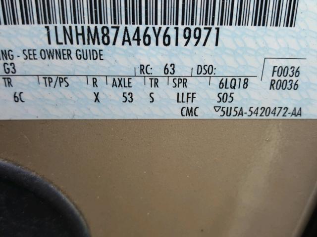 1LNHM87A46Y619971 - 2006 LINCOLN LS BROWN photo 10
