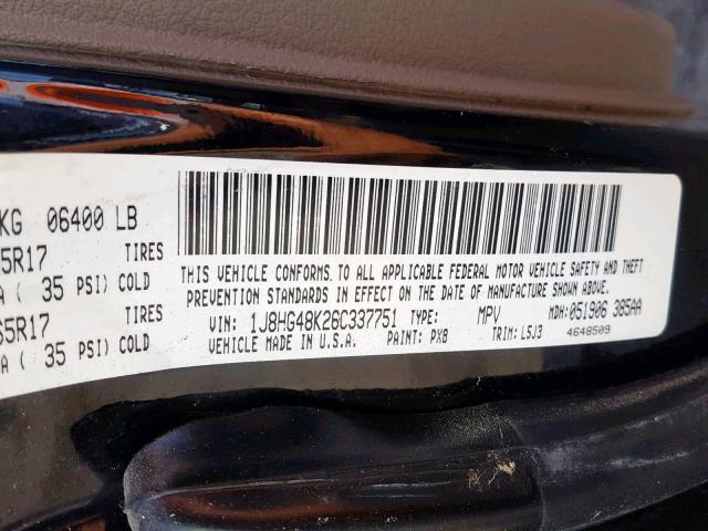 1J8HG48K26C337751 - 2006 JEEP COMMANDER ნაცრისფერი ფოტო 10