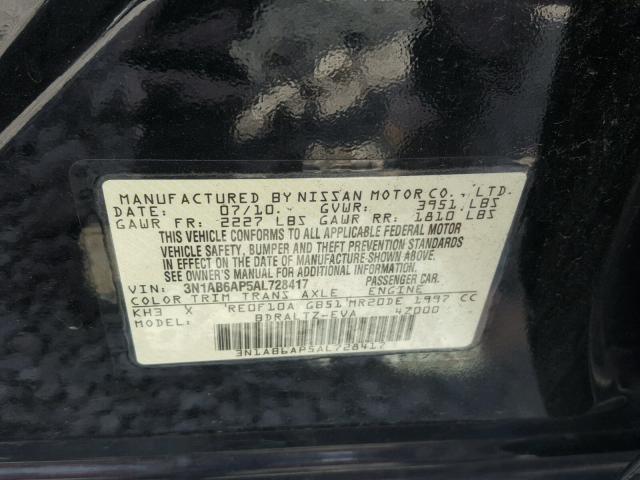 3N1AB6AP5AL728417 - 2010 NISSAN SENTRA 2.0 BLACK photo 10