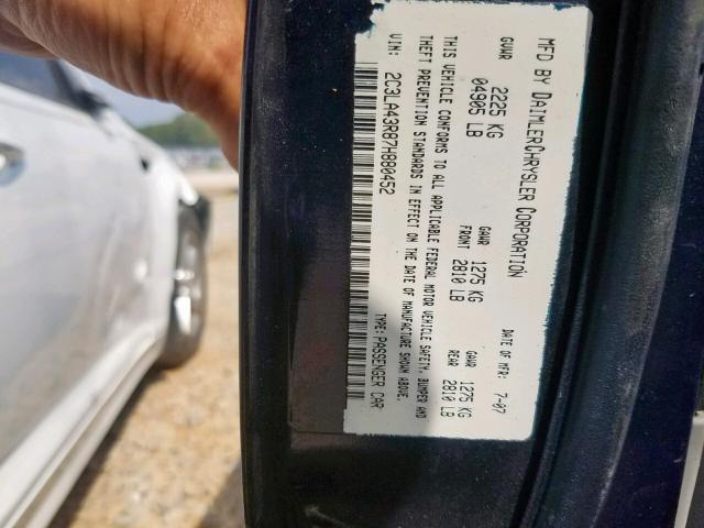 2C3LA43R87H880452 - 2007 CHRYSLER 300 BLUE photo 10