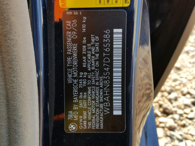 WBAHN83547DT65386 - 2007 BMW 750 BLUE photo 10