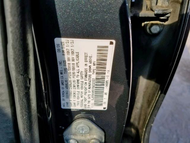 5J8TB18537A002327 - 2007 ACURA RDX TECHNO GRAY photo 10