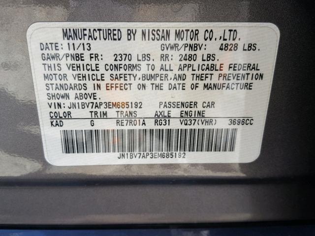 JN1BV7AP3EM685192 - 2014 INFINITI Q50 BASE GRAY photo 10