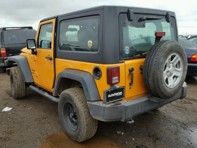 1C4AJWAG5CL203887 - 2012 JEEP WRANGLER S YELLOW photo 3