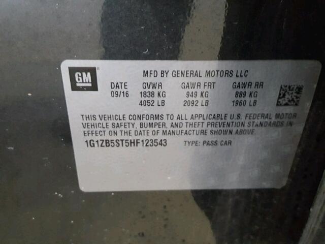 1G1ZB5ST5HF123543 - 2017 CHEVROLET MALIBU LS 石墨色 照片 10