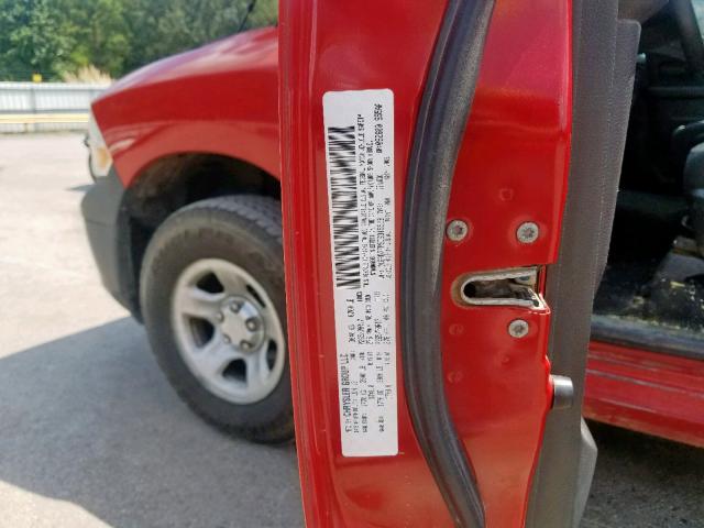 1C6RD7FP9CS315503 - 2012 DODGE RAM 1500 S RED photo 10