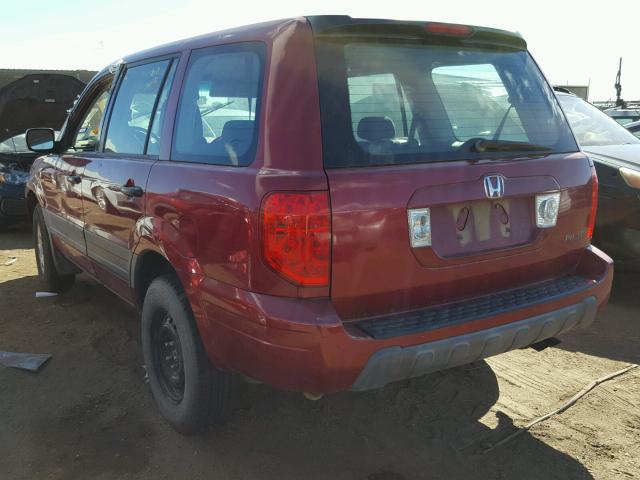 2HKYF18143H606221 - 2003 HONDA PILOT LX BURGUNDY photo 3