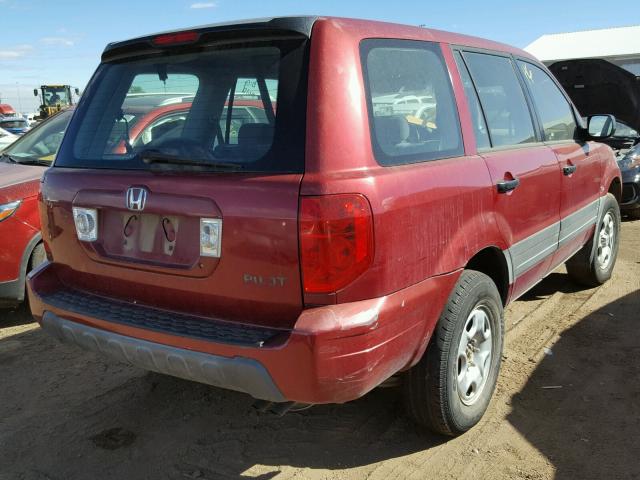 2HKYF18143H606221 - 2003 HONDA PILOT LX BURGUNDY photo 4