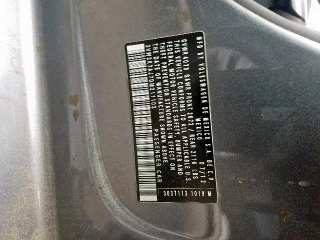 3VW2K7AJ7DM211103 - 2013 VOLKSWAGEN JETTA BASE 石墨色 照片 10