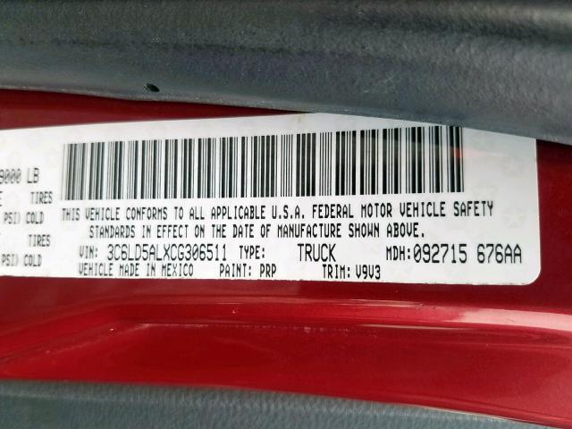 3C6LD5ALXCG306511 - 2012 DODGE RAM 2500 S Կարմիր լուսանկար 10