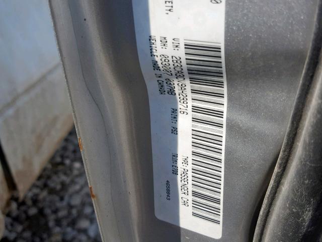 2B3CA3CV9AH299716 - 2010 DODGE CHARGER SX SILVER photo 10