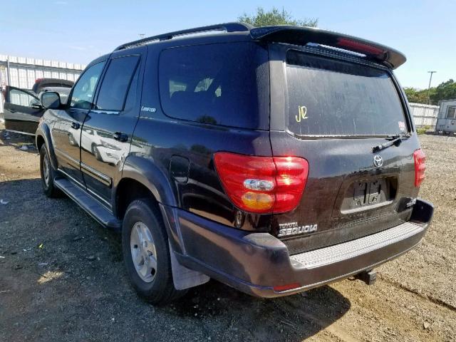 5TDZT38A11S041345 - 2001 TOYOTA SEQUOIA LI BLACK photo 3