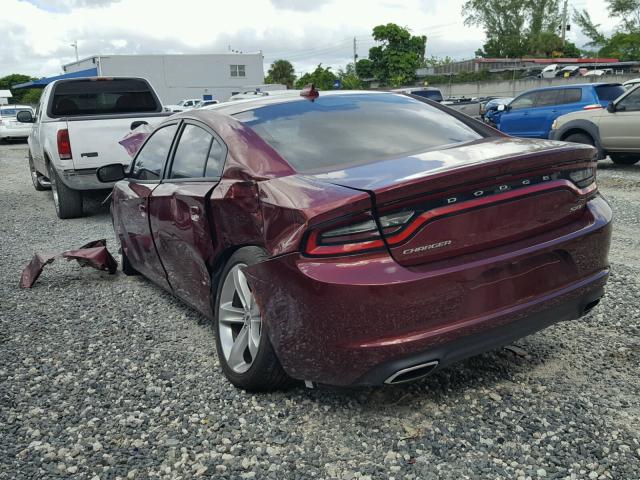 2C3CDXHG4JH157348 - 2018 DODGE CHARGER SX BURGUNDY photo 3