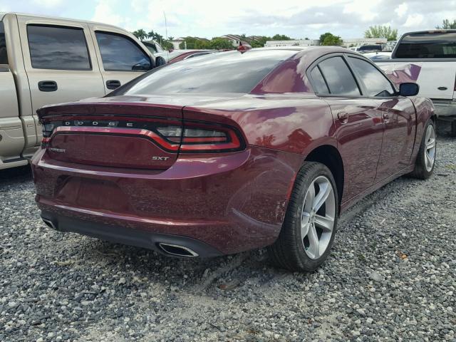 2C3CDXHG4JH157348 - 2018 DODGE CHARGER SX BURGUNDY photo 4