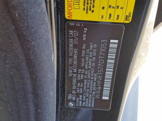 WBAHN83577DT71053 - 2007 BMW 750 BLACK photo 10