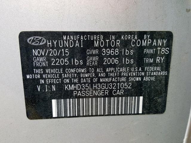 KMHD35LH3GU321052 - 2016 HYUNDAI ELANTRA GT SILVER photo 10