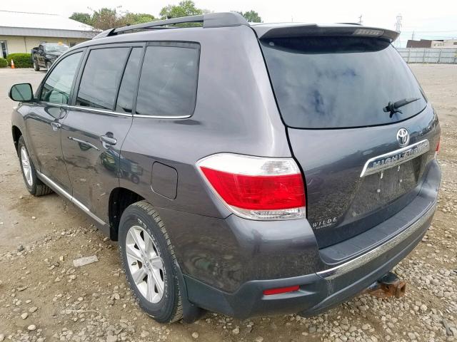 5TDZK3EH3DS112229 - 2013 TOYOTA HIGHLANDER CHARCOAL photo 3