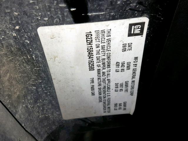 1G2ZH158464162580 - 2006 PONTIAC G6 GT BLACK photo 10