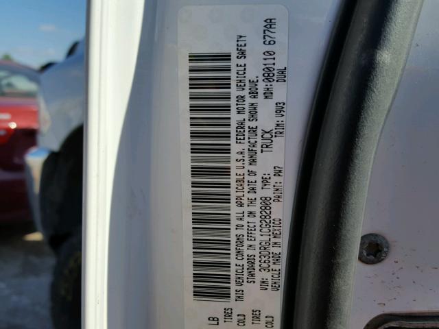 3C63DRGL1CG282808 - 2012 DODGE RAM 3500 S WHITE photo 10