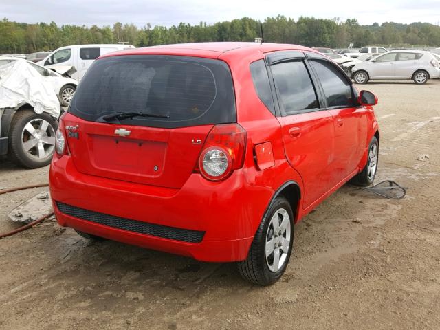 KL1TD66E79B333117 - 2009 CHEVROLET AVEO LS RED photo 4