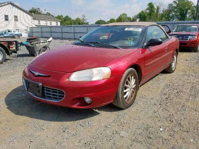 1C3EL55T83N580994 - 2003 CHRYSLER SEBRING LX RED photo 2