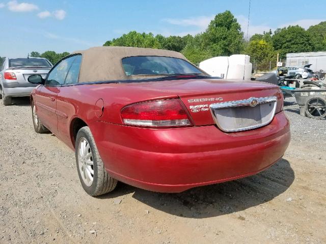 1C3EL55T83N580994 - 2003 CHRYSLER SEBRING LX RED photo 3