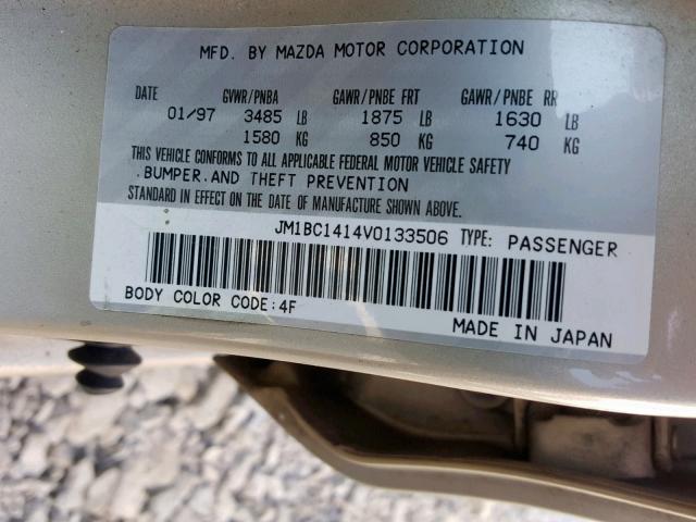 JM1BC1414V0133506 - 1997 MAZDA PROTEGE DX TAN photo 10