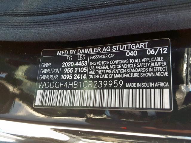 WDDGF4HB1CR239959 - 2012 MERCEDES-BENZ C 250 BLACK photo 10