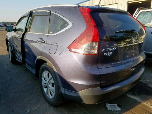 5J6RM3H71CL012816 - 2012 HONDA CR-V EXL BLUE photo 3