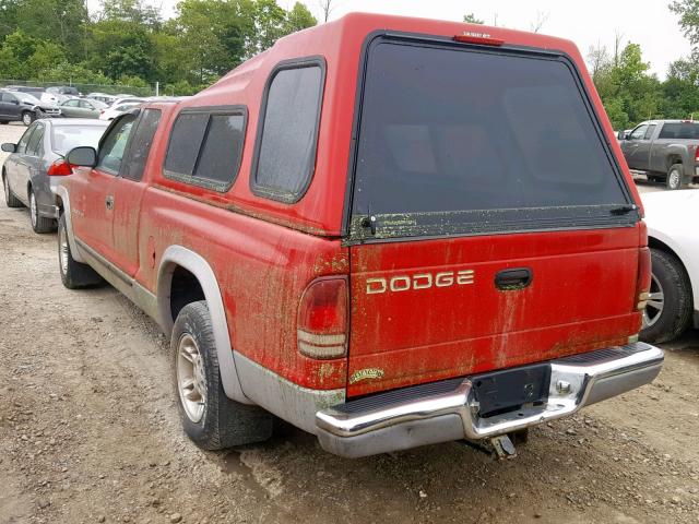 1B7GL23Y4VS186687 - 1997 DODGE DAKOTA RED photo 3