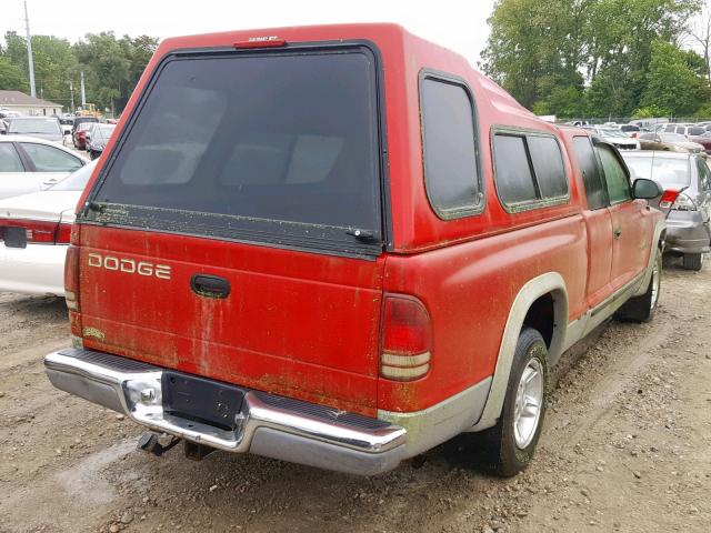 1B7GL23Y4VS186687 - 1997 DODGE DAKOTA RED photo 4